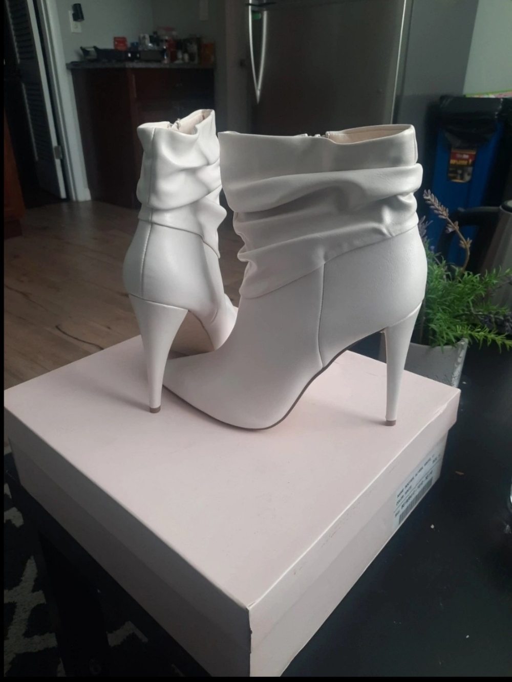 JustFab White Slouchy Stiletto Ankle Boots!